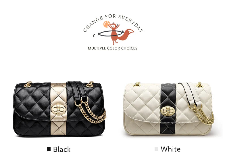 FOXER Women’s Diamond Lattice Crossbody Bag – Split Leather Shoulder & Messenger Handbag