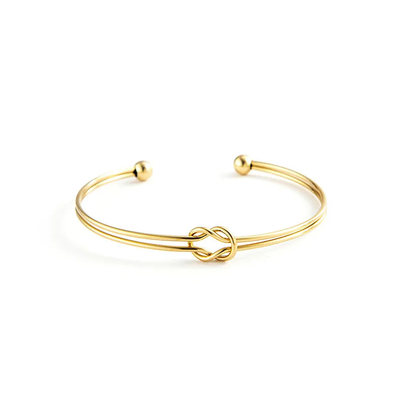 SLOONG Golden Stainless Steel Knot Design Cuff Bangle: High Quality and Symbolic and Stylish