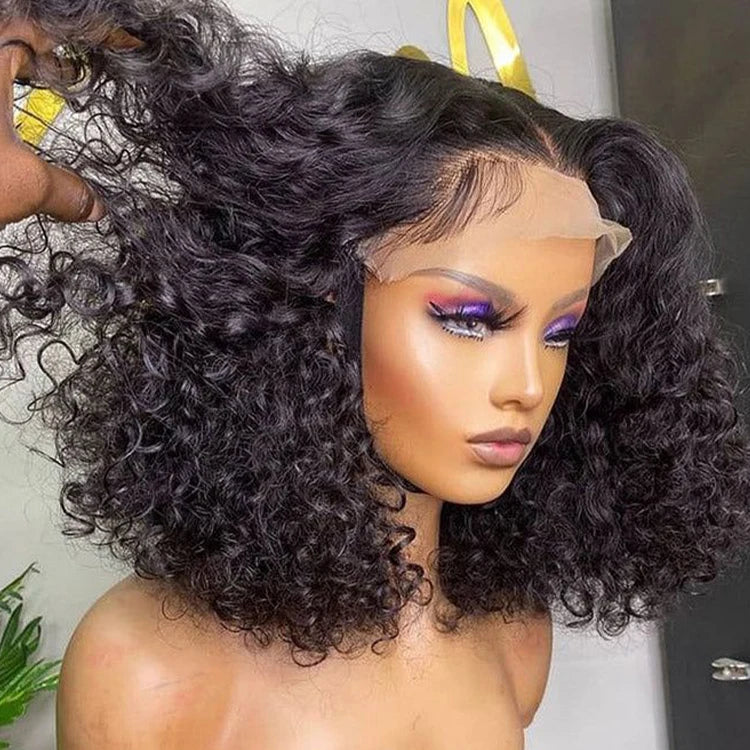 Brazilian Virgin Hair Wig 250% High Density Full Lace Front Human Wig HD Lace Color Water Style Raw Kinky Curly