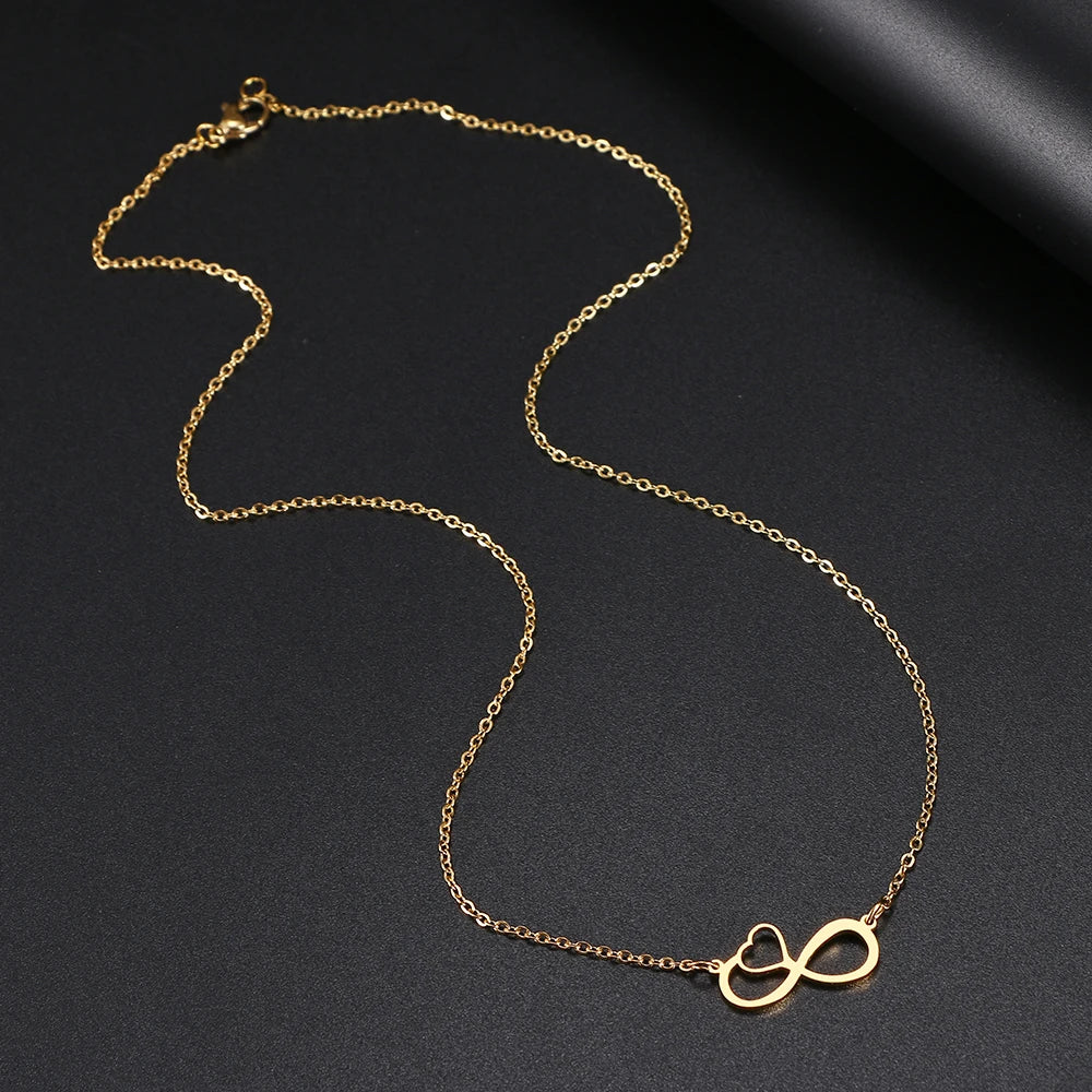 Stainless Steel Necklaces Infinity Symbol Heart Shape Pendant Chain Fashion Necklace For Women Jewelry Party Friends