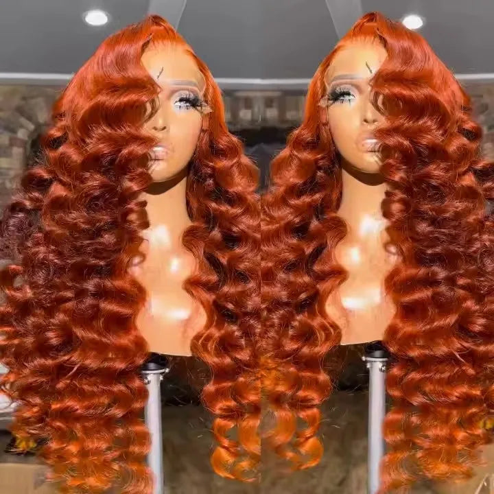 Ginger 13x4 13x6 Glueless HD Lace Frontal Pre Cut Raw Brazilian Wig Pre Plucked Ready to Wear Loose Deep Wave Human Hair Wigs