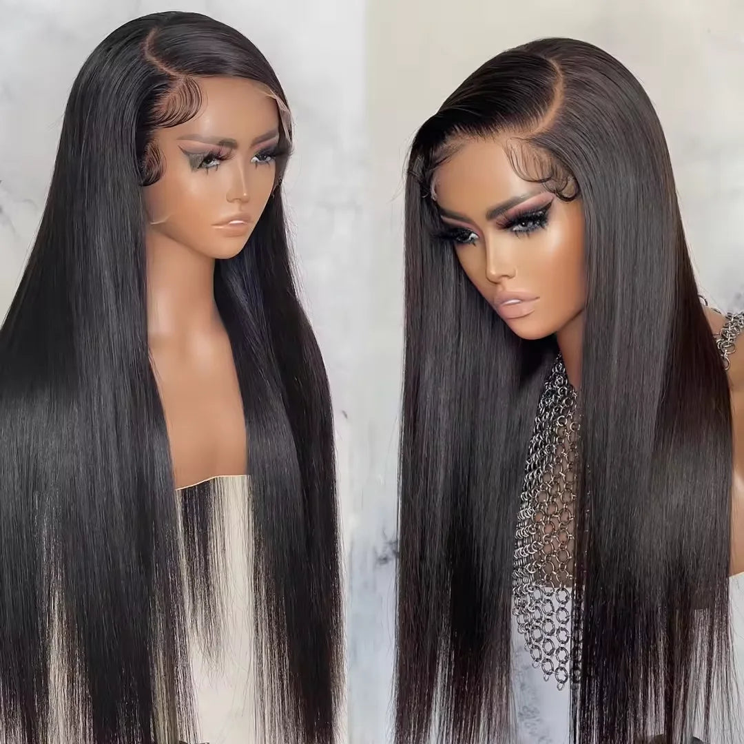 Raw Brazilian Human Hair Swiss Lace Front Wigs for Black Women  Transparent Lace Frontal Wigs Bone Straight Human Hair Wigs