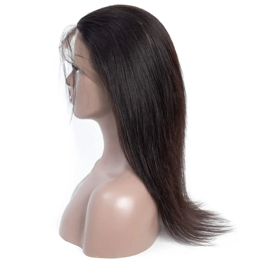 360 Lace Frontal Brazilian Straight Human Hair Pre-plucked Transparent Lace Closure Only Natural Color Remy Hair