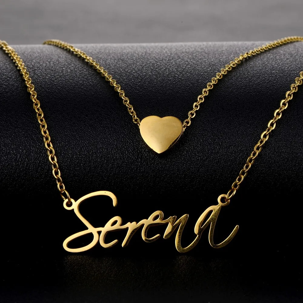 Trendy Handmade Name Pendant Heart Letter Choker Women Men Engraved Best Friend Gift Idea Custom Necklace Jewelry