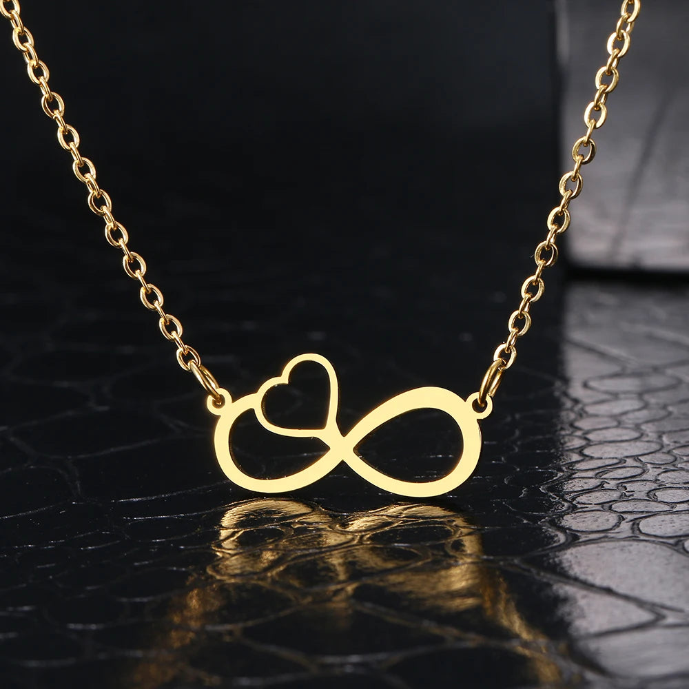 Stainless Steel Necklaces Infinity Symbol Heart Shape Pendant Chain Fashion Necklace For Women Jewelry Party Friends