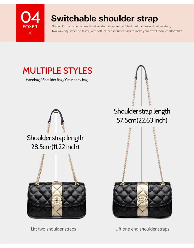 FOXER Women’s Diamond Lattice Crossbody Bag – Split Leather Shoulder & Messenger Handbag