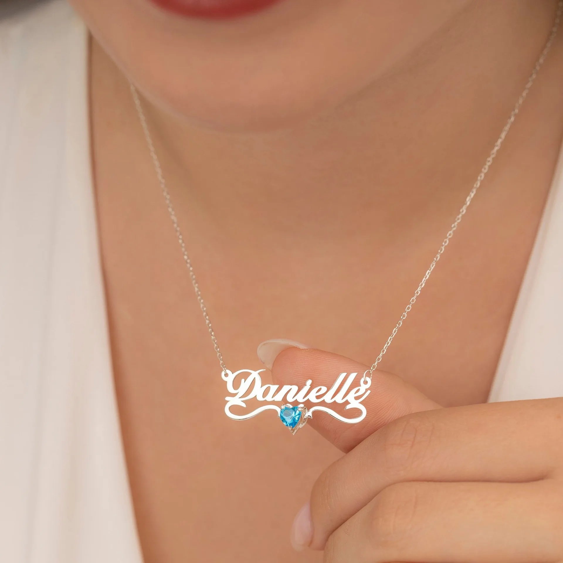Necklace Customize Pendant with Name and Birthstone Necklace for Women Uionen-048