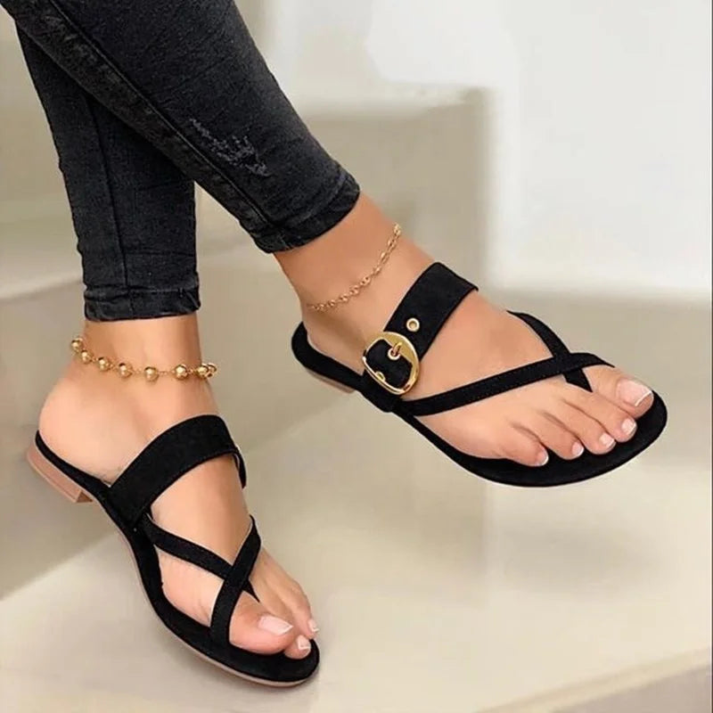 New Fashion Flat Strap Casual Lady Slippers Summer Women's Open Toe Sandals Footwear