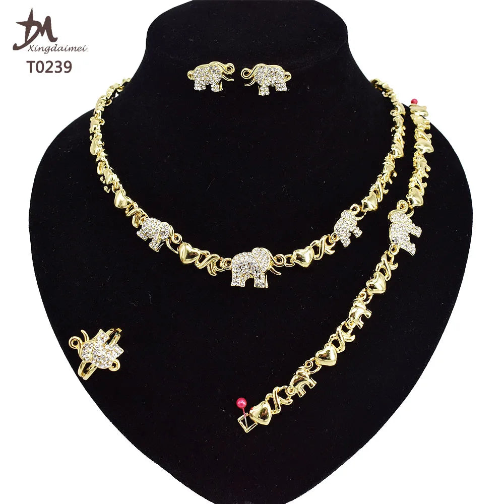 Elephant Gold Plated Jewelry Set for Women