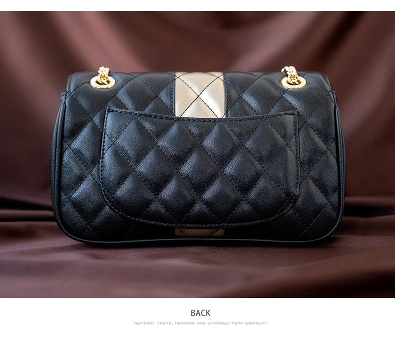 FOXER Women’s Diamond Lattice Crossbody Bag – Split Leather Shoulder & Messenger Handbag