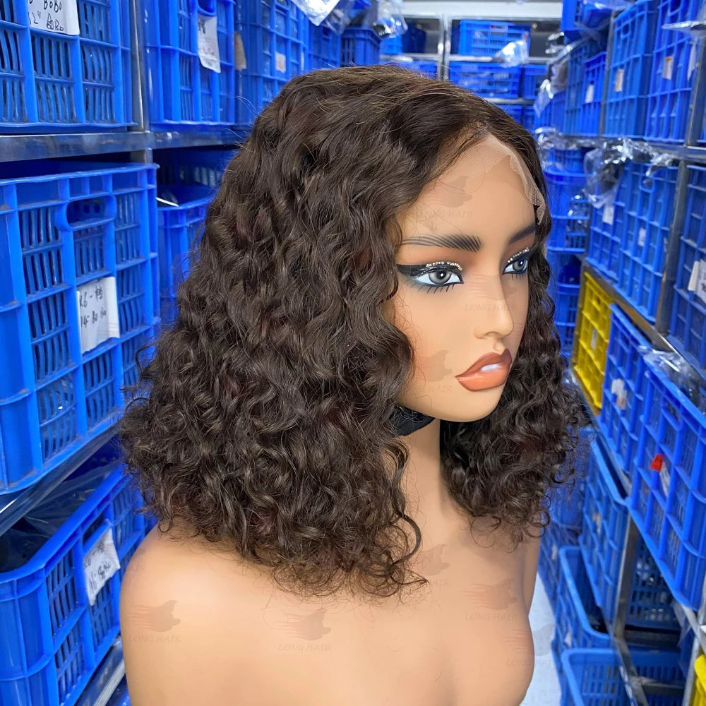 Curly  Vietnamese  Bob 5x5 Raw Human Hair Brazilian HD Glueless Closure Wig