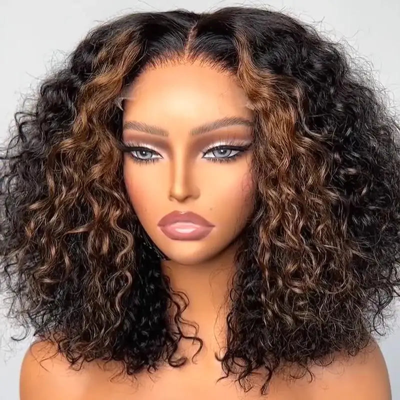5X5 HD Lace Front Human Hair Wigs Pre-Plucked Kinky Curly Lace Wigs for Women Short Bob Curly Lace Wigs 250% Density 10"-14"