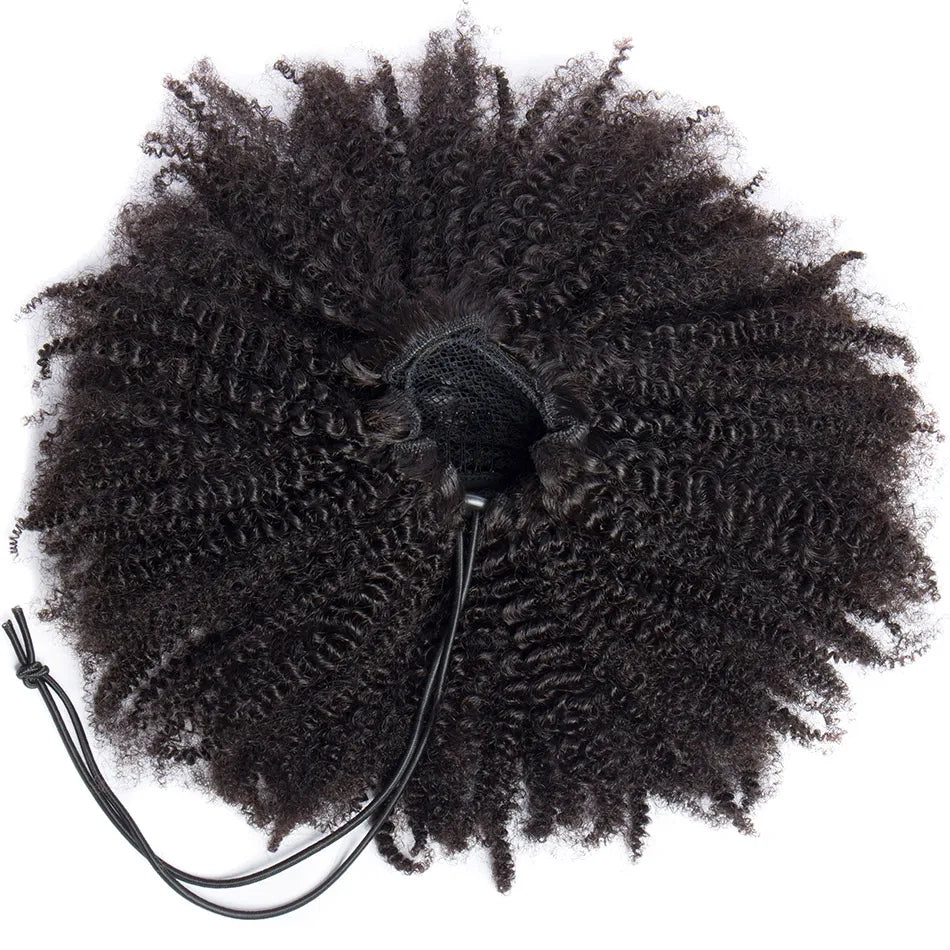 Afro Kinky Curly Drawstring Ponytail Human Hair Extension 4B 4C Remy 10-28inch Long Clip In Ponytail Extension