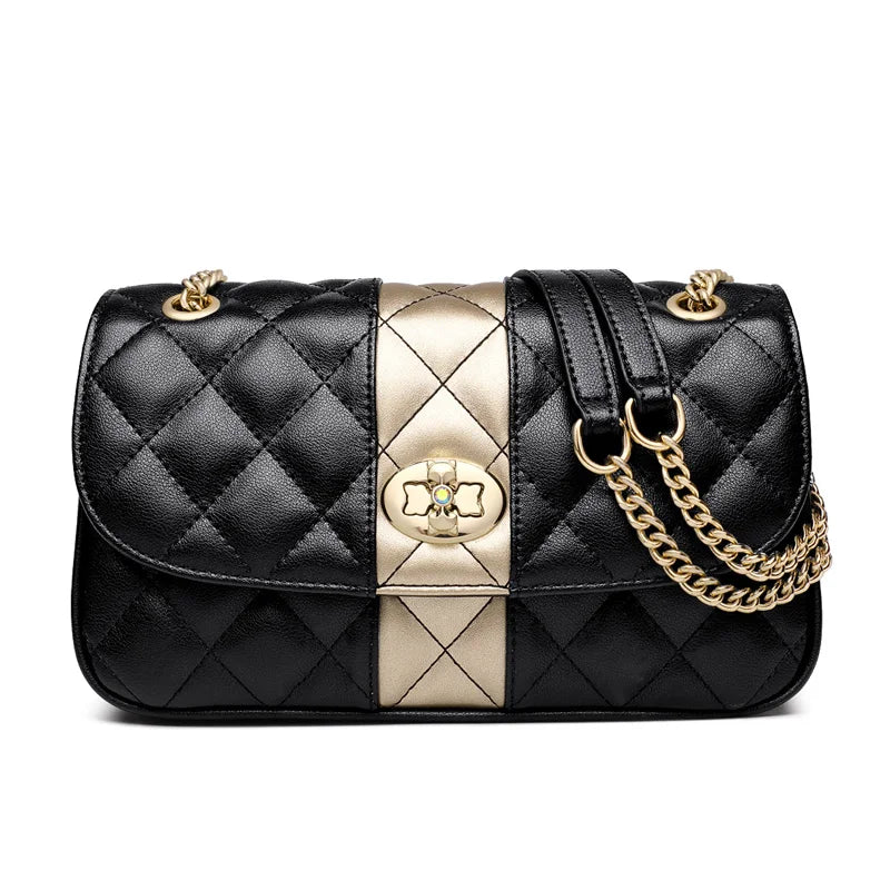 FOXER Women’s Diamond Lattice Crossbody Bag – Split Leather Shoulder & Messenger Handbag