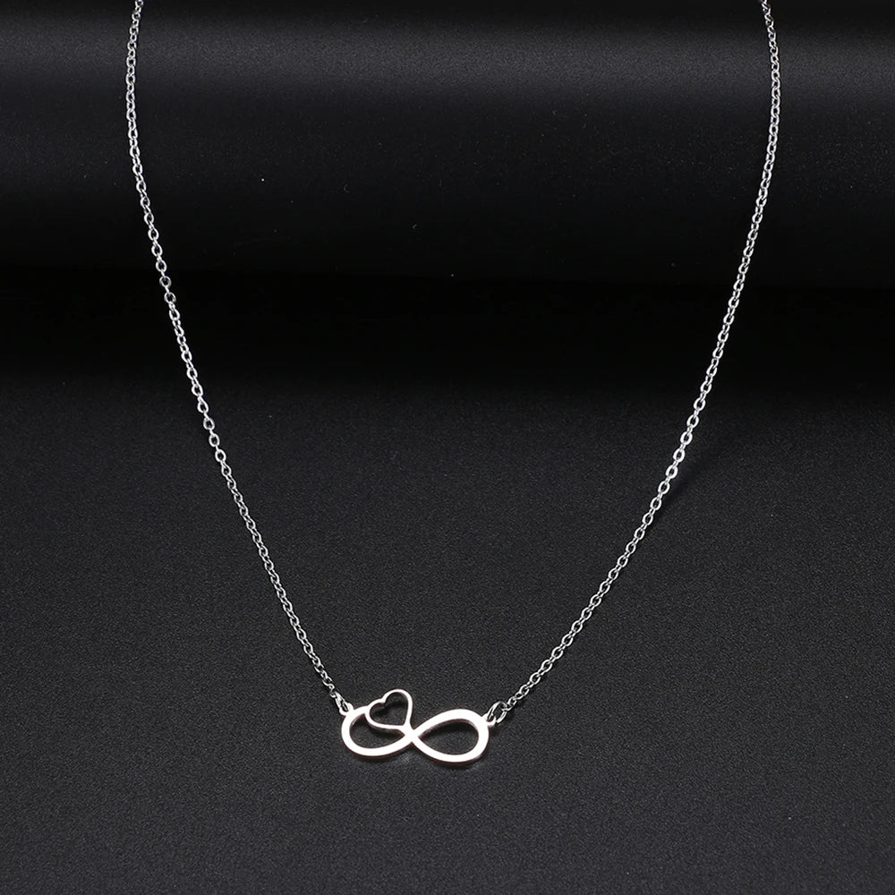 Stainless Steel Necklaces Infinity Symbol Heart Shape Pendant Chain Fashion Necklace For Women Jewelry Party Friends