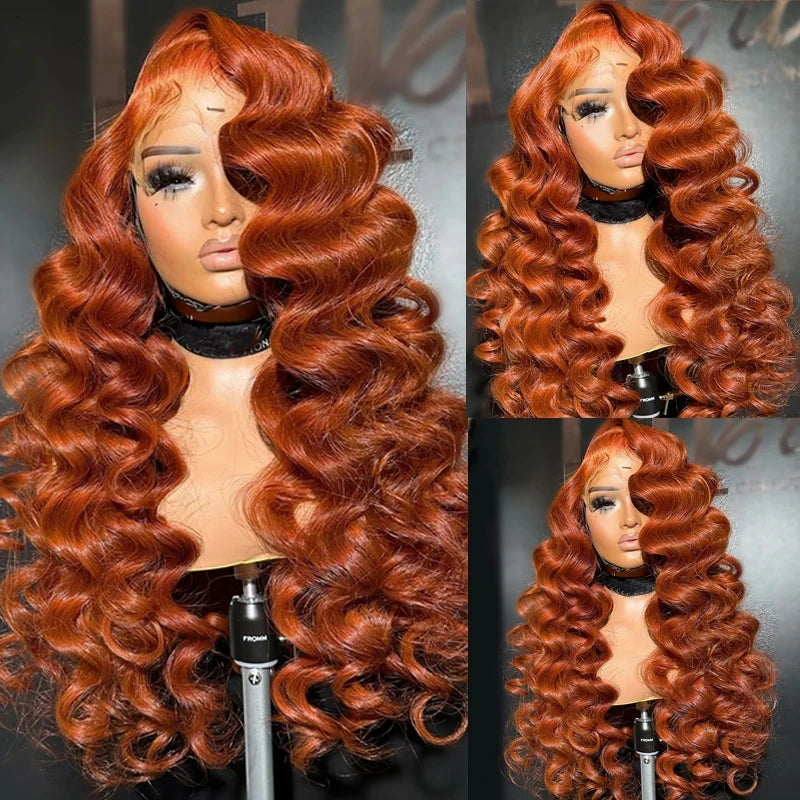 Ginger 13x4 13x6 Glueless HD Lace Frontal Pre Cut Raw Brazilian Wig Pre Plucked Ready to Wear Loose Deep Wave Human Hair Wigs
