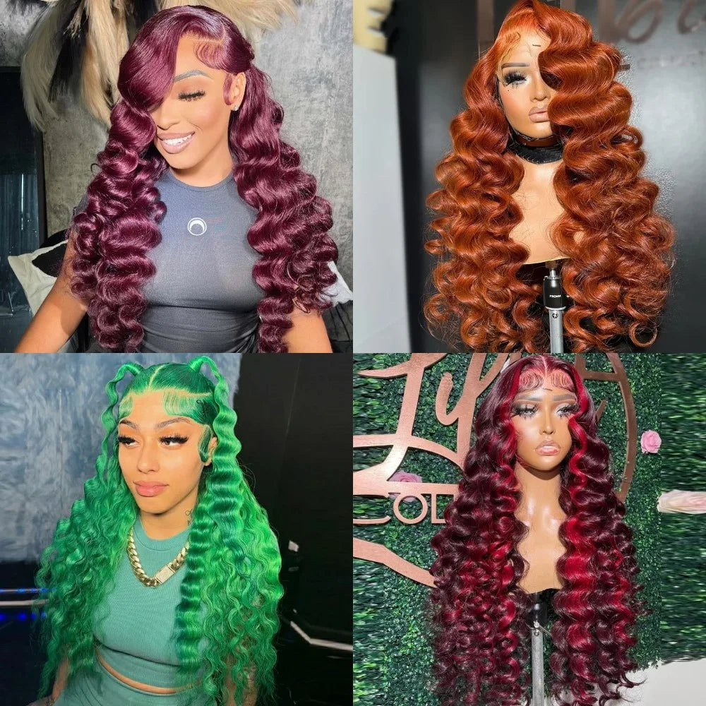Ginger 13x4 13x6 Glueless HD Lace Frontal Pre Cut Raw Brazilian Wig Pre Plucked Ready to Wear Loose Deep Wave Human Hair Wigs