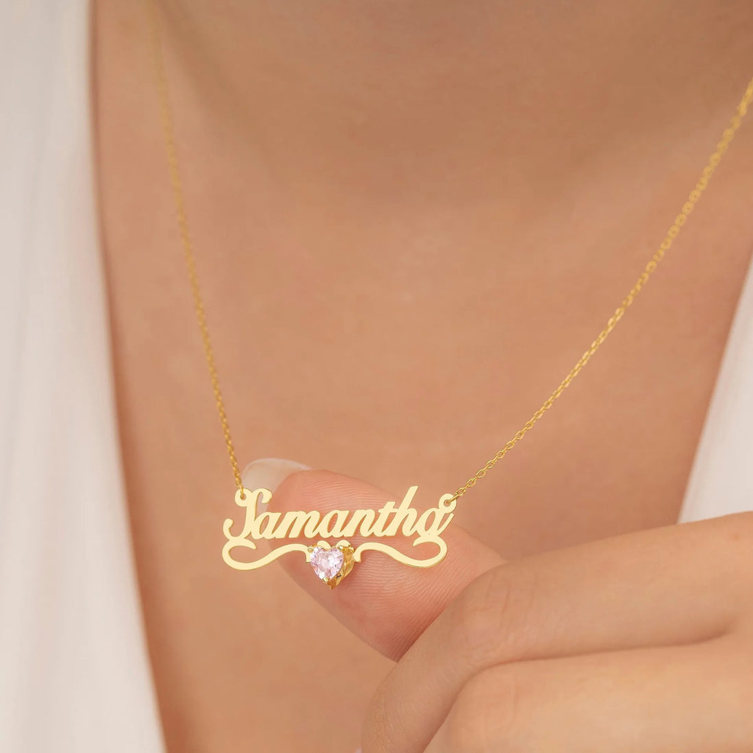 Necklace Customize Pendant with Name and Birthstone Necklace for Women Uionen-048