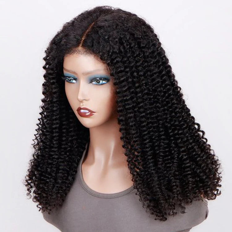 Human Hair Wigs Kinky Curly Double Drown Transparent Lace Front Wig