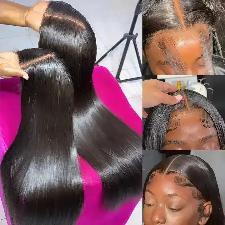 Raw Brazilian Human Hair Swiss Lace Front Wigs for Black Women  Transparent Lace Frontal Wigs Bone Straight Human Hair Wigs