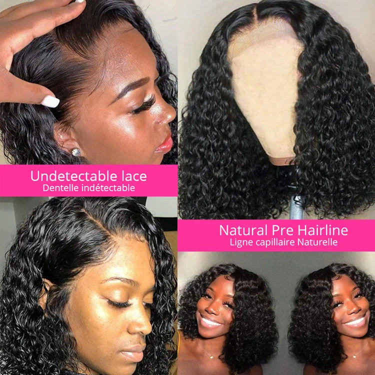 Natural Human Hair Wigs Full Lace Human Hair Wigs Bobs 360 Loose Deep Wave Wig