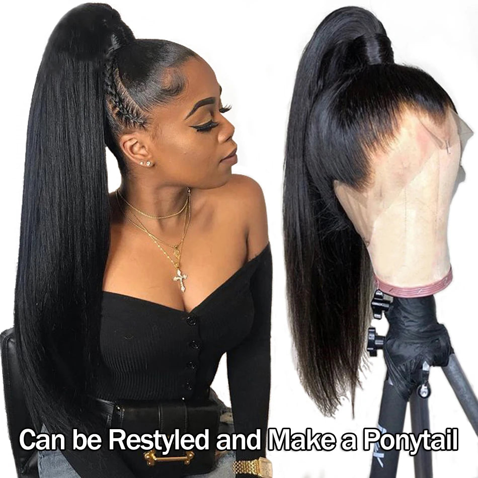 Raw Brazilian Human Hair Swiss Lace Front Wigs for Black Women  Transparent Lace Frontal Wigs Bone Straight Human Hair Wigs