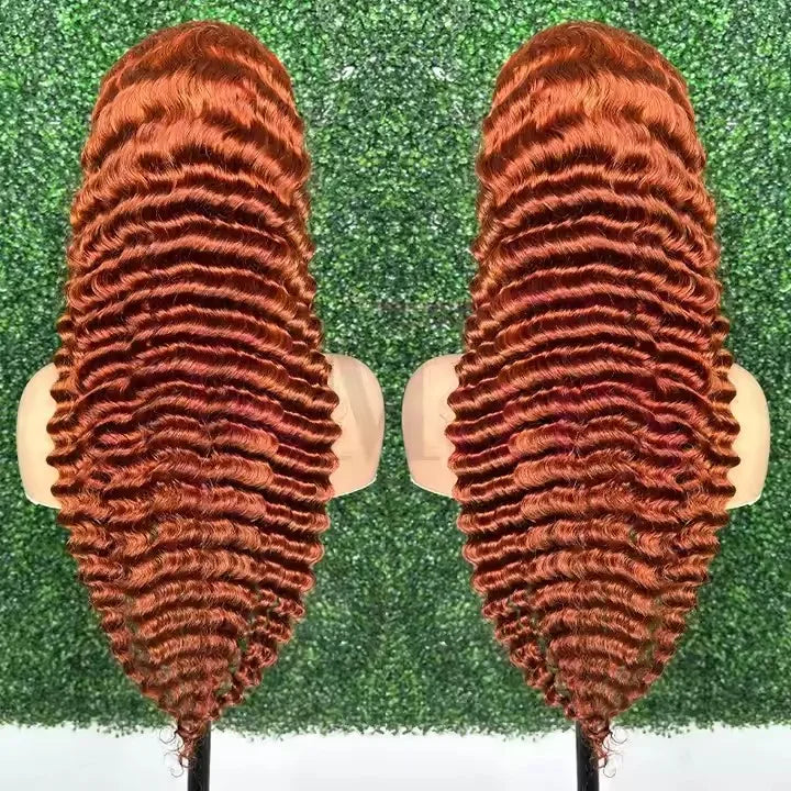 Ginger 13x4 13x6 Glueless HD Lace Frontal Pre Cut Raw Brazilian Wig Pre Plucked Ready to Wear Loose Deep Wave Human Hair Wigs