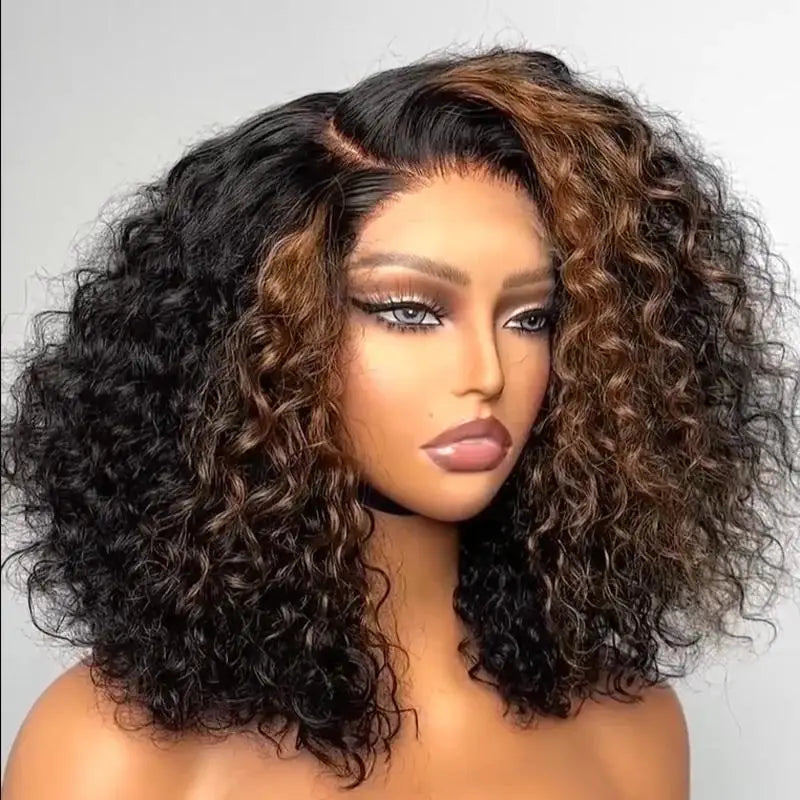 5X5 HD Lace Front Human Hair Wigs Pre-Plucked Kinky Curly Lace Wigs for Women Short Bob Curly Lace Wigs 250% Density 10"-14"