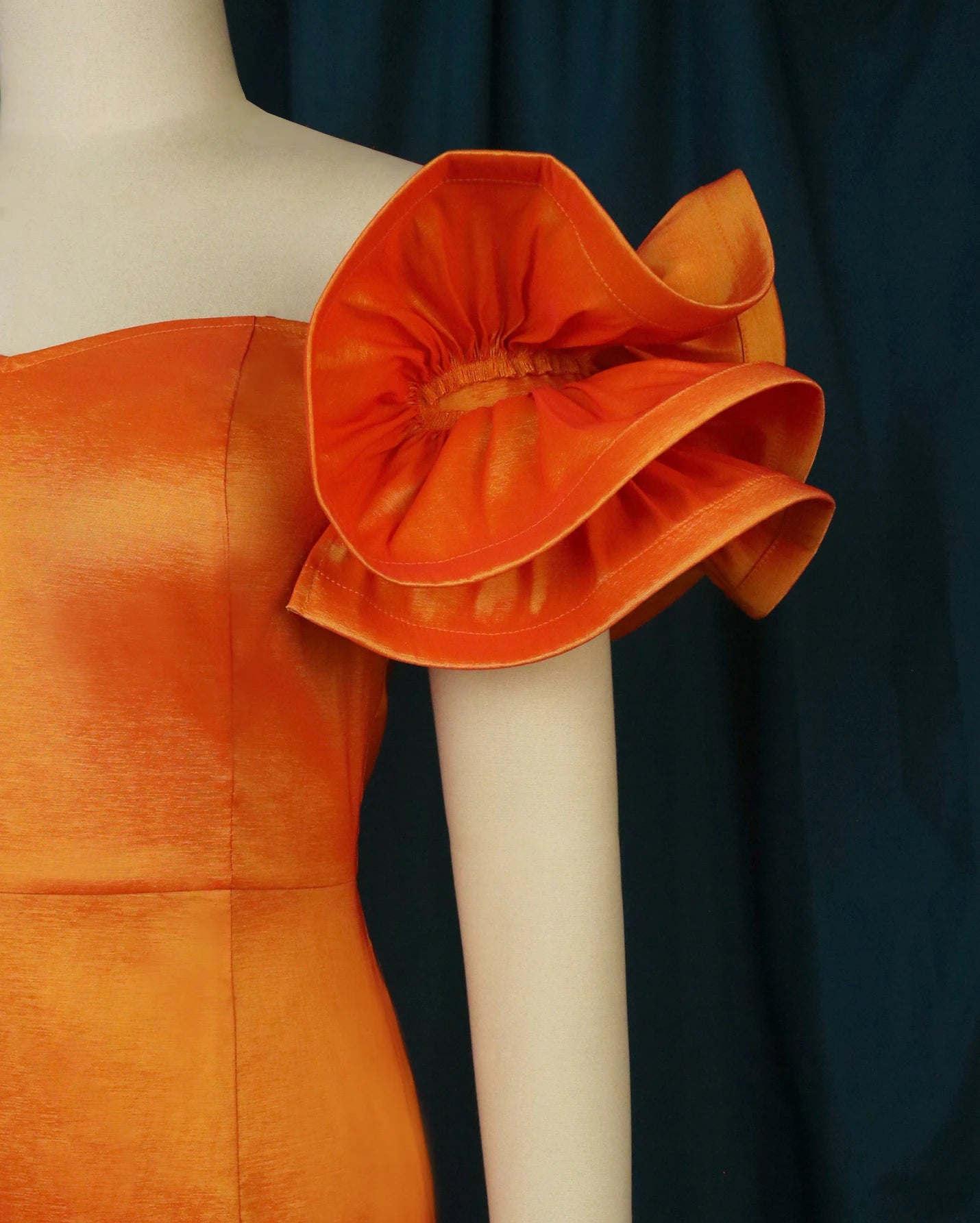 Sexy Party Floral Off Shoulder Orange Women Evening Factory Dress