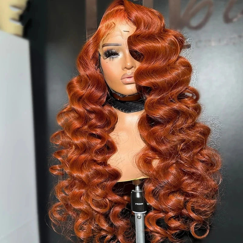 Ginger 13x4 13x6 Glueless HD Lace Frontal Pre Cut Raw Brazilian Wig Pre Plucked Ready to Wear Loose Deep Wave Human Hair Wigs
