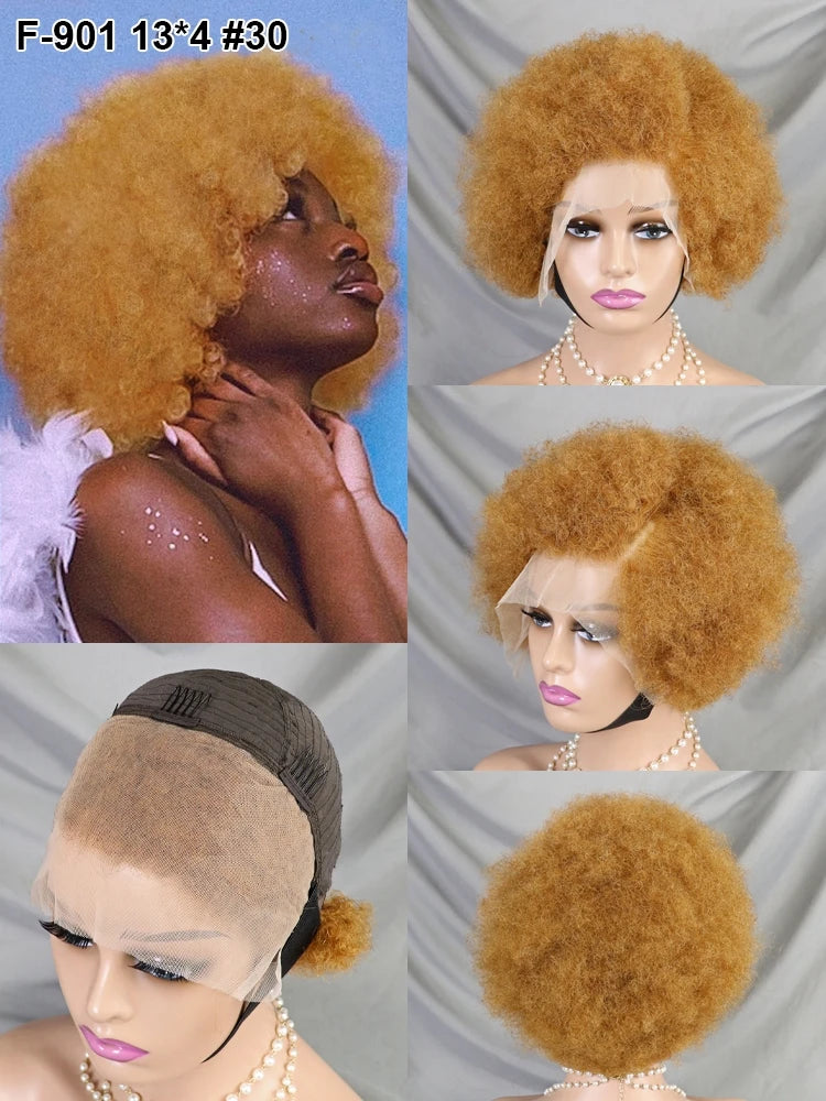 Afro Kinky Curly Brazilian Human Hair Wear Go Pre-Plucked Short Kinky Straight