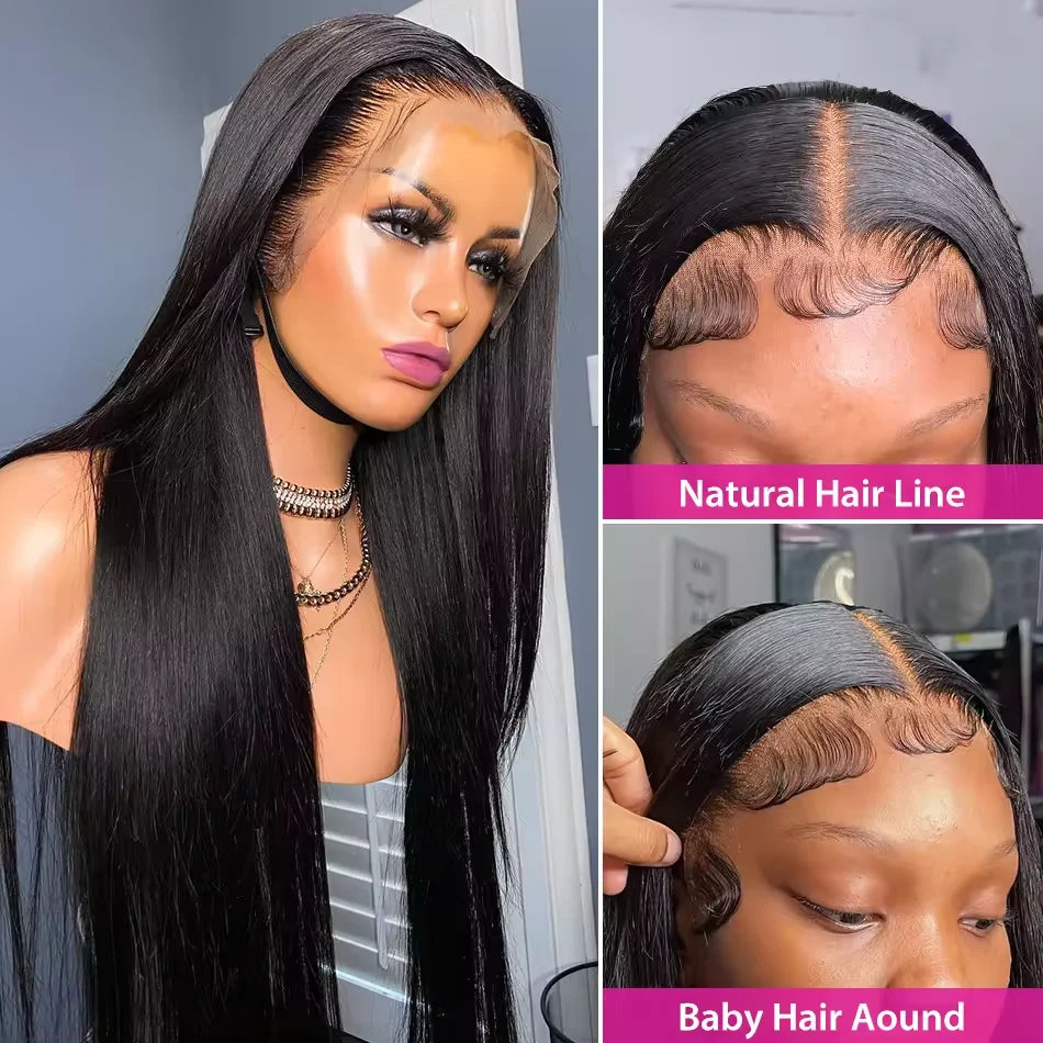 Raw Brazilian Human Hair Swiss Lace Front Wigs for Black Women  Transparent Lace Frontal Wigs Bone Straight Human Hair Wigs
