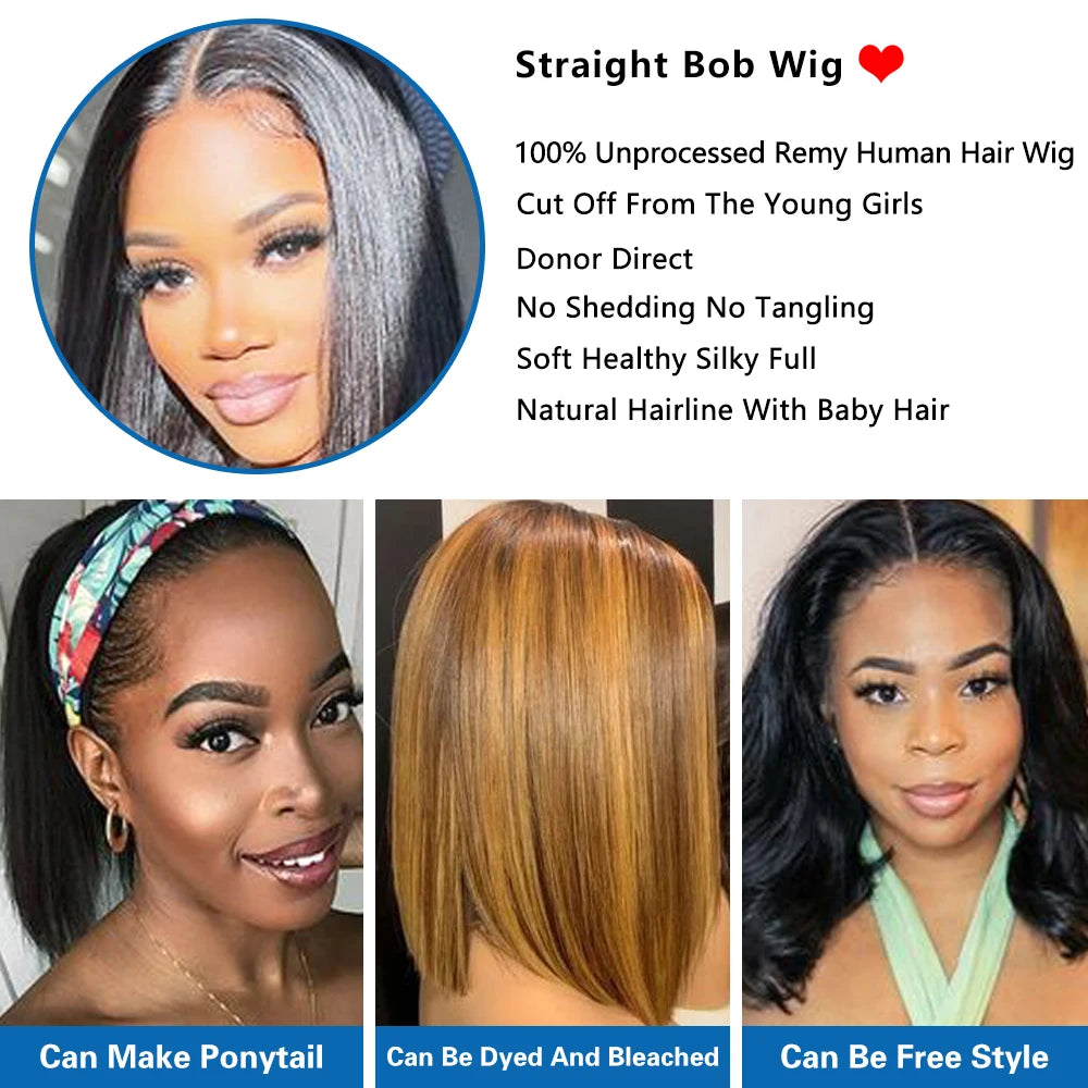 Straight Human Hair Wigs 13x4 Lace Frontal Human Hair Wig Closure Wig Human Hair Wig Short Wig Human Hairs Bob Hair Wig Human