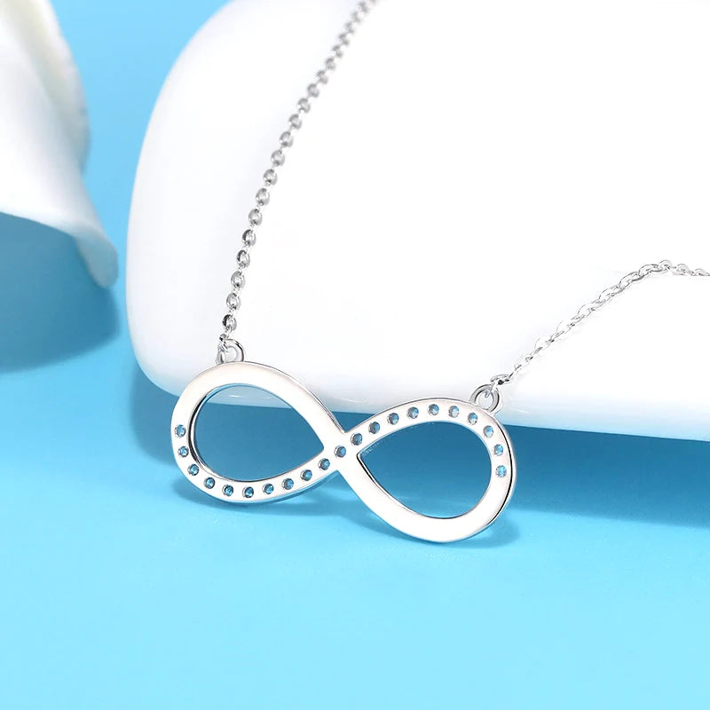 RINNTIN SN192 100% 925 Sterling Silver Infinite Love Pendant Necklace for Women Cubic Zirconia Necklace Factory Custom