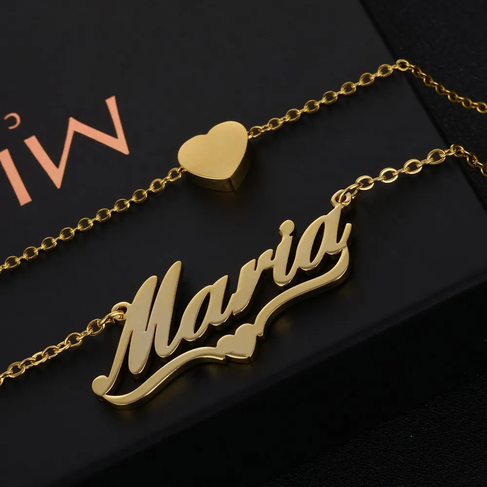 Trendy Handmade Name Pendant Heart Letter Choker Women Men Engraved Best Friend Gift Idea Custom Necklace Jewelry