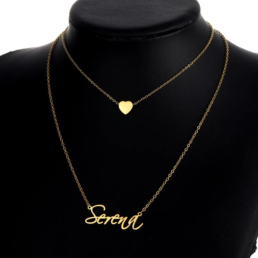 Trendy Handmade Name Pendant Heart Letter Choker Women Men Engraved Best Friend Gift Idea Custom Necklace Jewelry