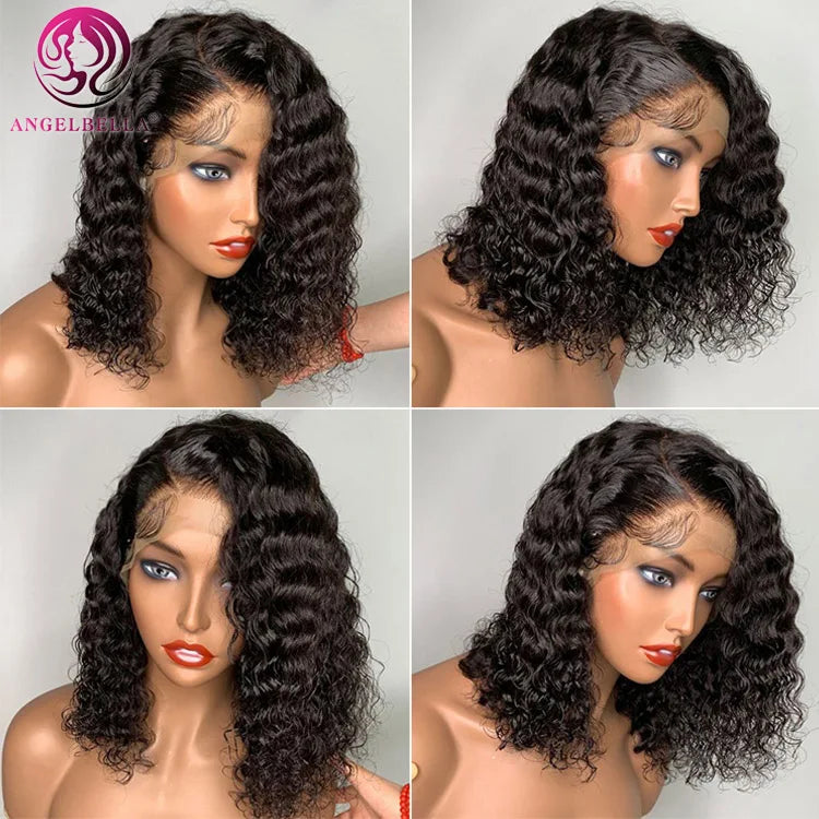 Natural Human Hair Wigs Full Lace Human Hair Wigs Bobs 360 Loose Deep Wave Wig