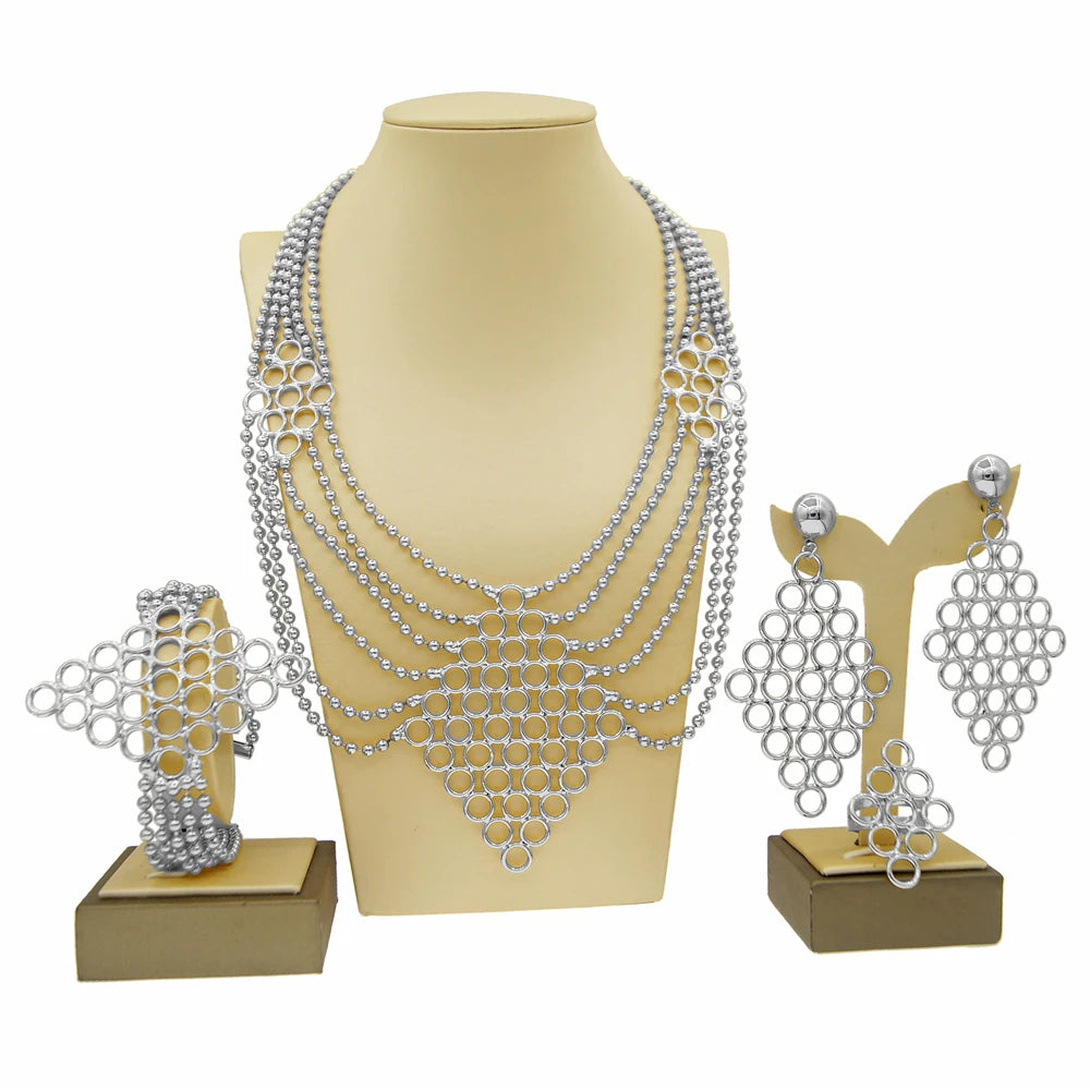 Zhuerrui New Arrival Multi Player Brazilian Party Gold Bar 24K Gold Plated Necklace Traditional Ethiopian Jewelry Sets H20075