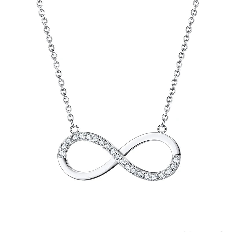 RINNTIN SN192 100% 925 Sterling Silver Infinite Love Pendant Necklace for Women Cubic Zirconia Necklace Factory Custom