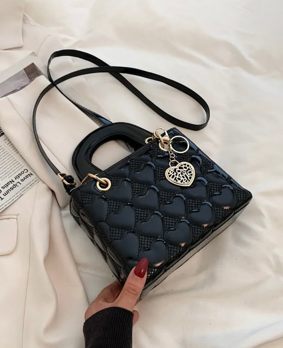 Women Fashion Solid Color Heart Square Bag Square Shoulder Bag