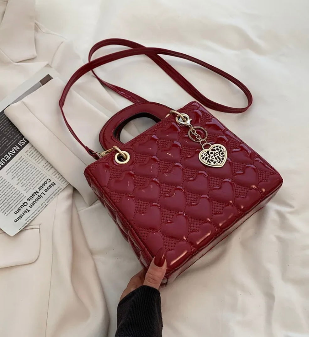 Women Fashion Solid Color Heart Square Bag Square Shoulder Bag