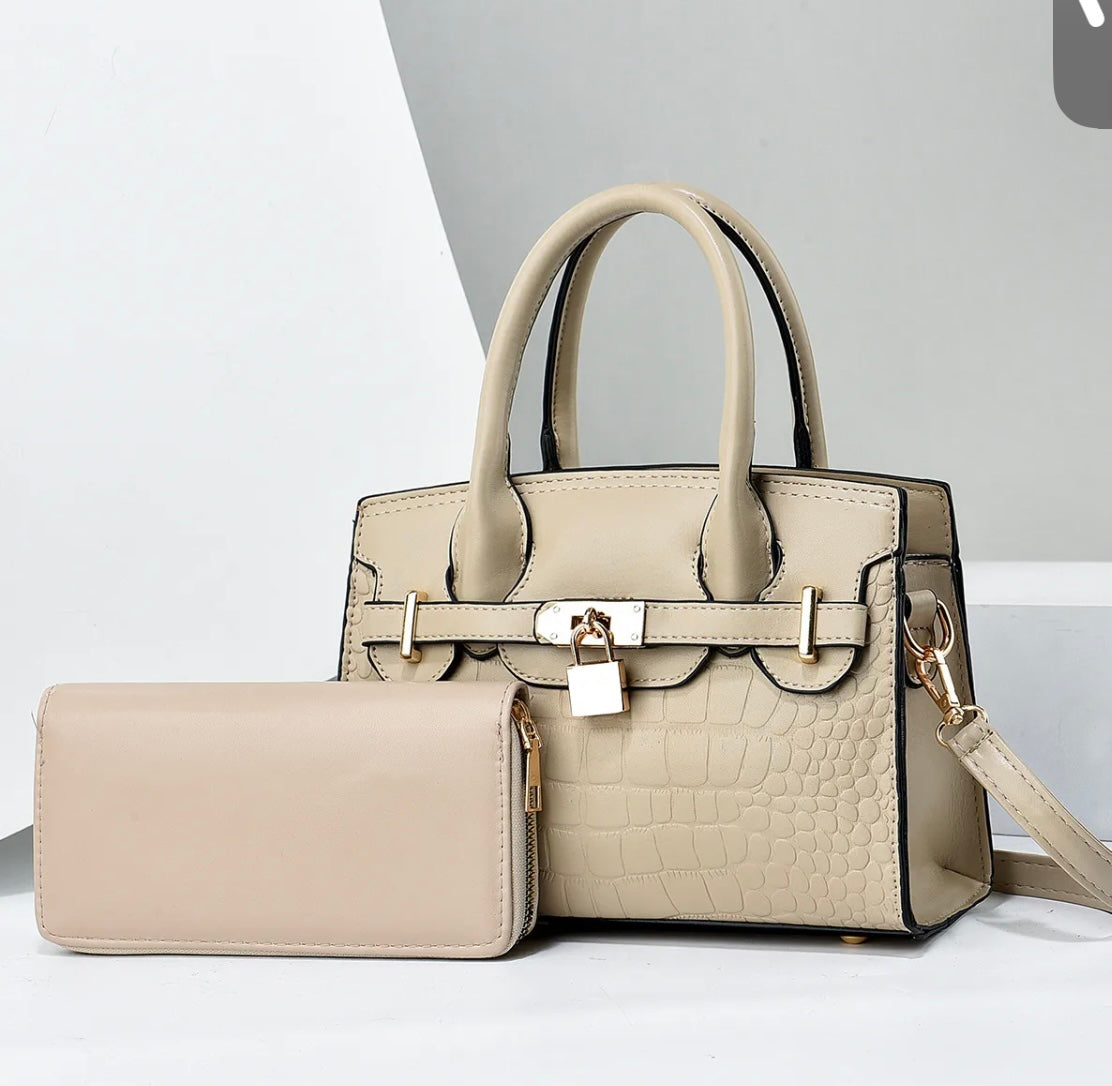 Women Fashion Casual Solid Color Bag Stone Pattern Large Capacityhandbag Set