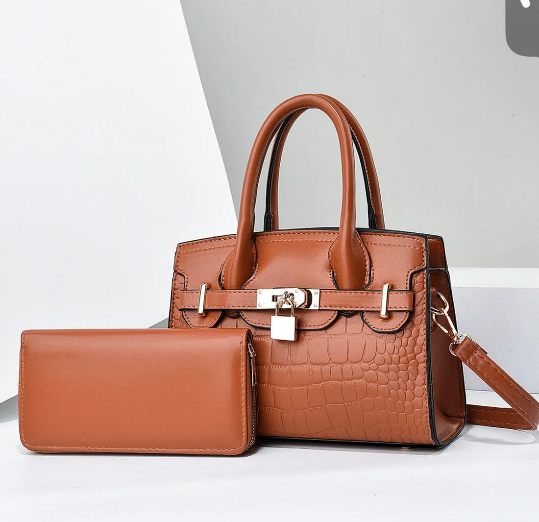 Women Fashion Casual Solid Color Bag Stone Pattern Large Capacityhandbag Set