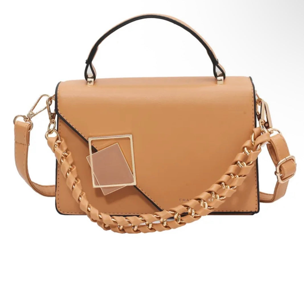 Vintage solid color square shoulder bag
