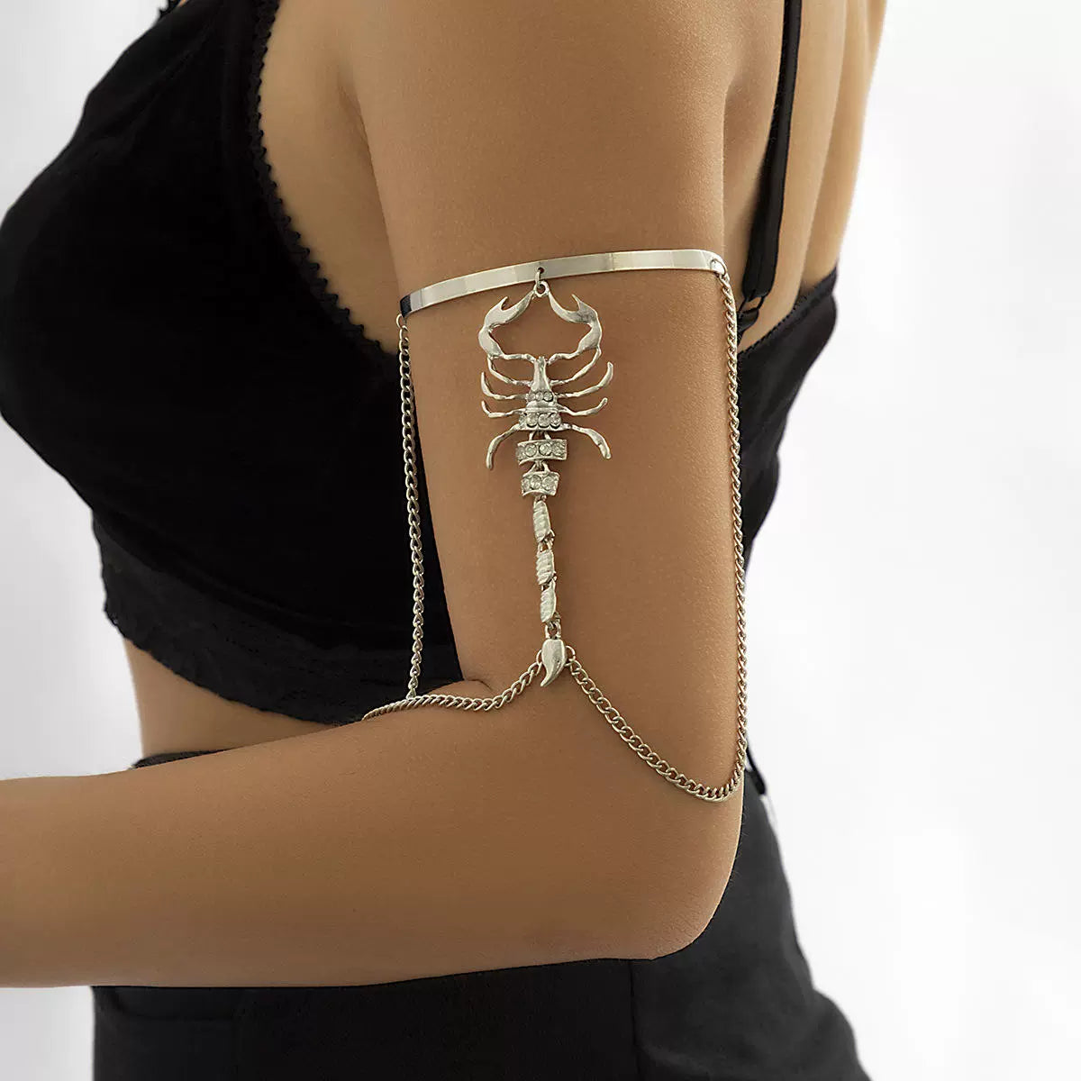 Fashion Waist Chain Ornament Punk Diamond-Embedded Geometric Tassel Animal Bracelet Stylish Scorpion Three-Dimensional Opening Bracelet Women