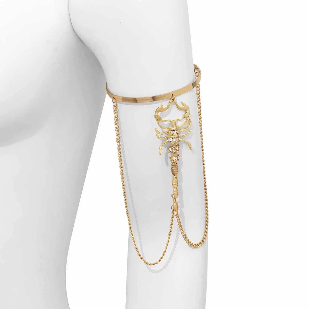 Fashion Waist Chain Ornament Punk Diamond-Embedded Geometric Tassel Animal Bracelet Stylish Scorpion Three-Dimensional Opening Bracelet Women