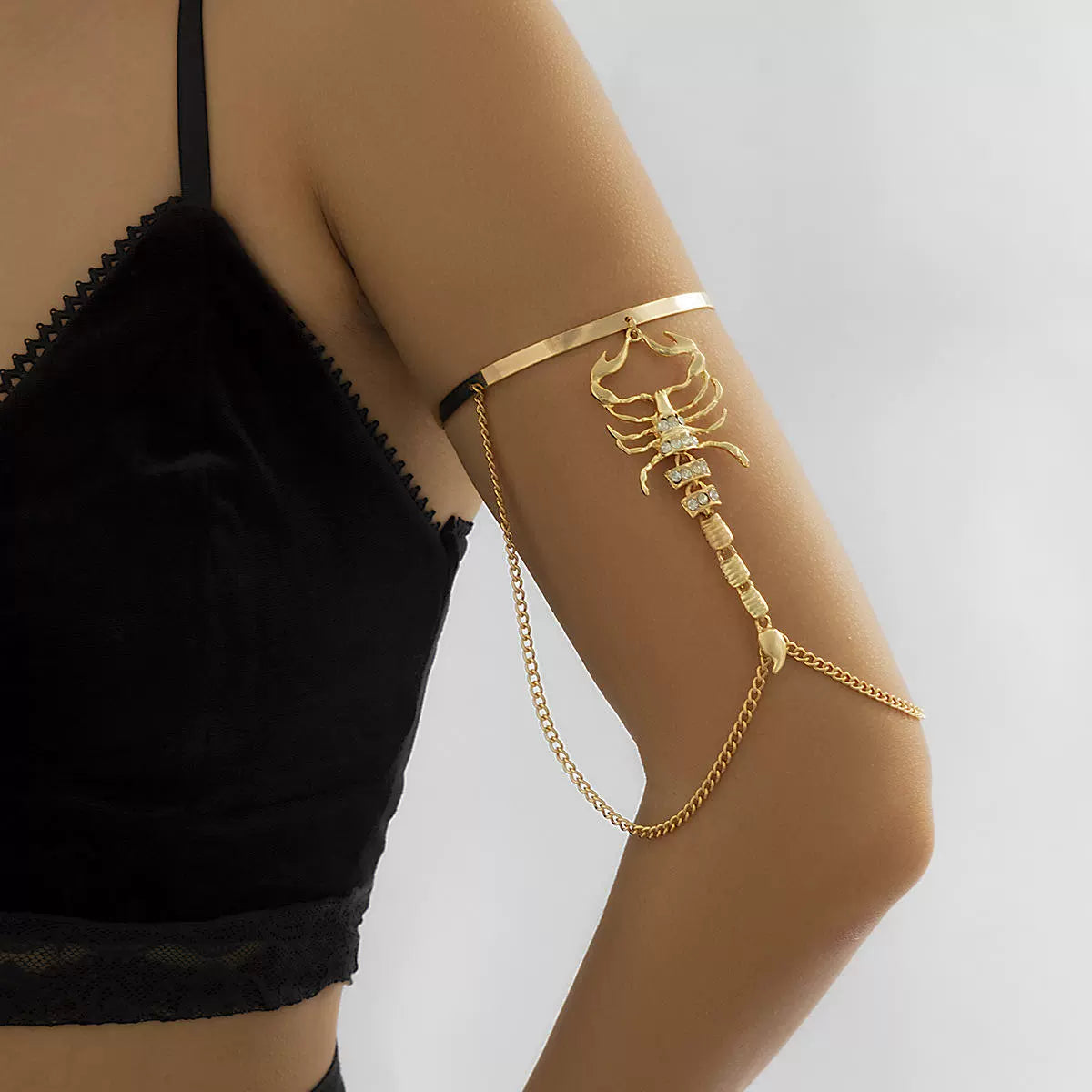 Fashion Waist Chain Ornament Punk Diamond-Embedded Geometric Tassel Animal Bracelet Stylish Scorpion Three-Dimensional Opening Bracelet Women