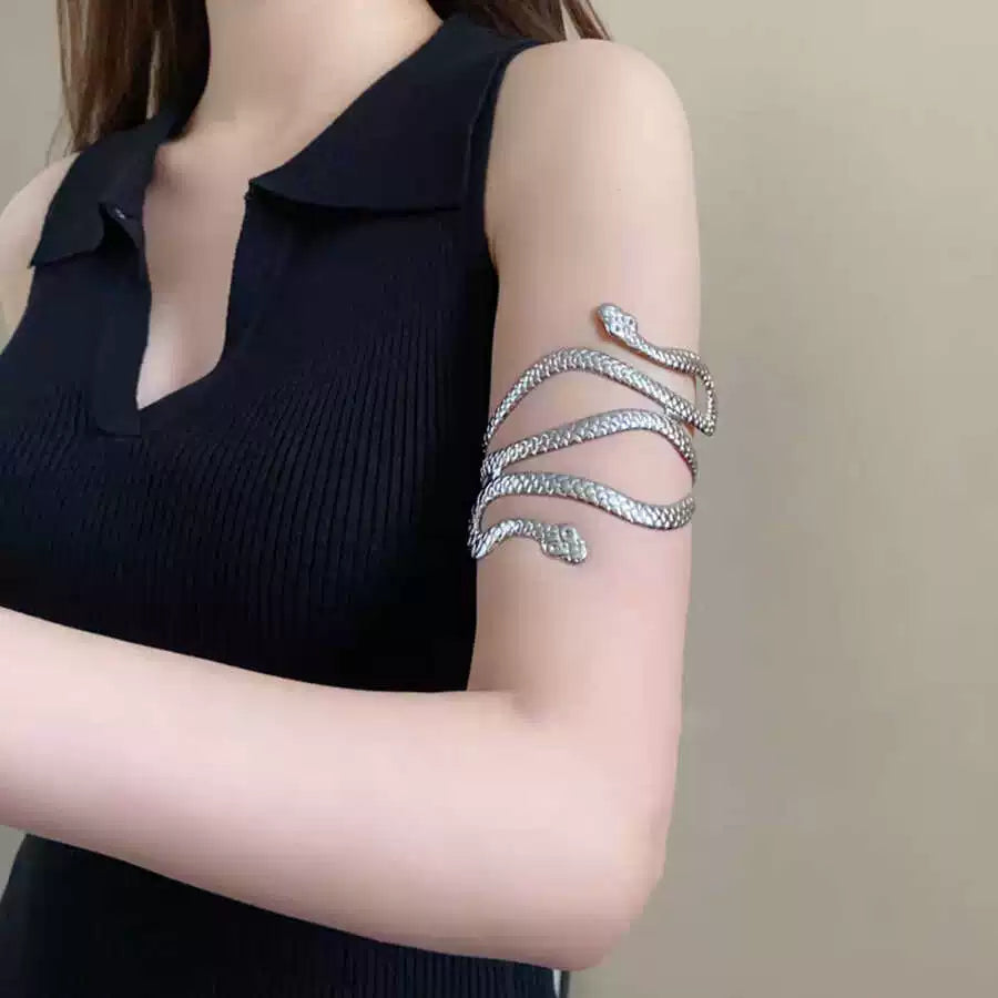 Punk Stylish Niche Style Armband Winding Double-Headed Snake Fashion Normcore Style Exaggerated and Personalized Opening Adjustable Bracelet
