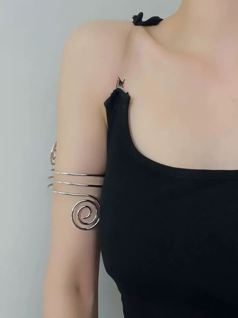 Punk Stylish Niche Style Armband Winding Double-Headed Snake Fashion Normcore Style Exaggerated and Personalized Opening Adjustable Bracelet