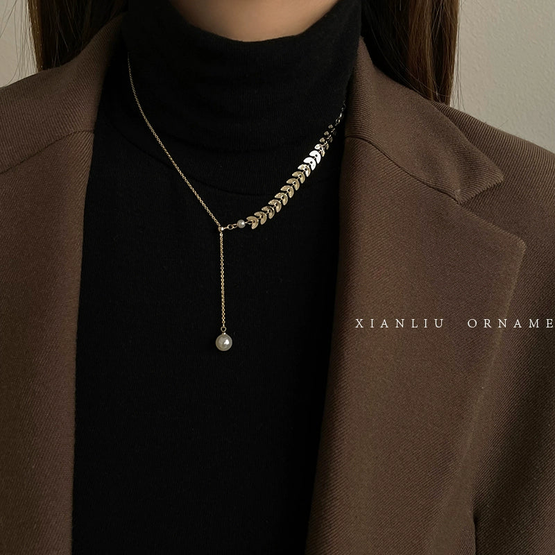 Light Luxury Minority Women's Clavicle Chain Decorative Vintage Pearl